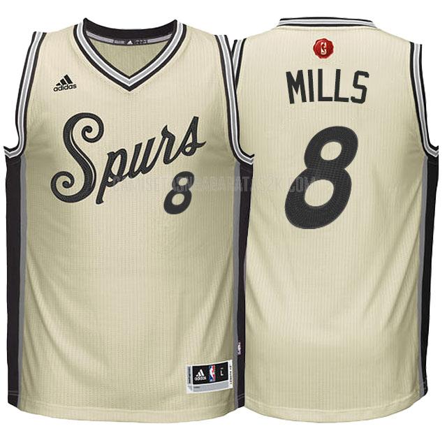 camiseta san antonio spurs de la patty mills 8 hombres color crema navidad 2015