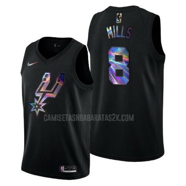 camiseta san antonio spurs de la patty mills 8 hombres negro logo holographic
