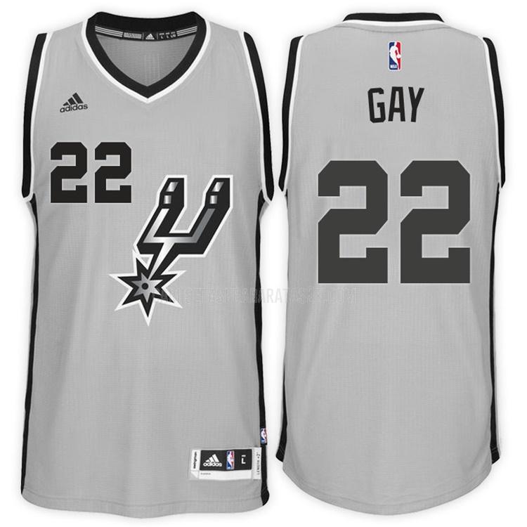 camiseta san antonio spurs de la rudy gay 22 hombres gris alterno