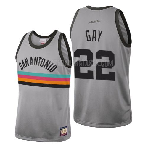 camiseta san antonio spurs de la rudy gay 22 hombres gris hardwood classics