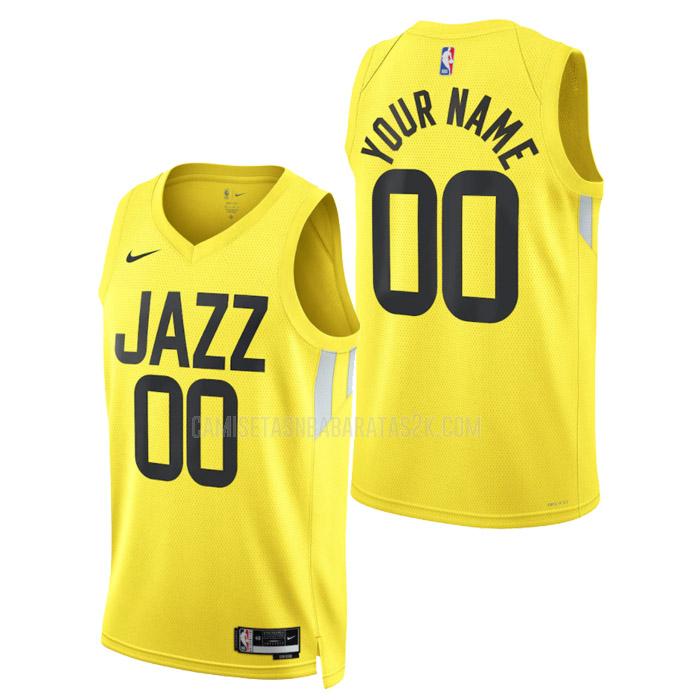 camiseta utah jazz de la custom hombre amarillo icon edition 2023