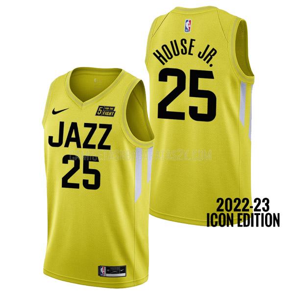 camiseta utah jazz de la danuel house jr. 25 hombres amarillo icon edition 2022-23