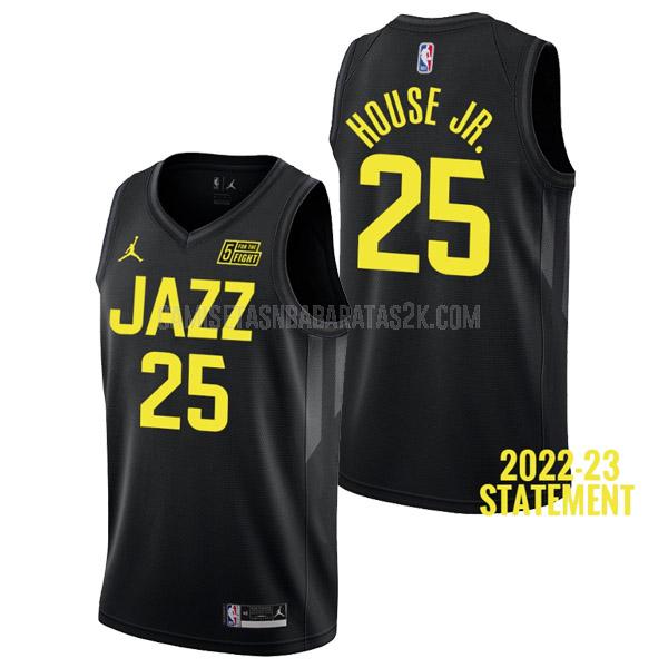 camiseta utah jazz de la danuel house jr. 25 hombres negro statement edition 2022-23
