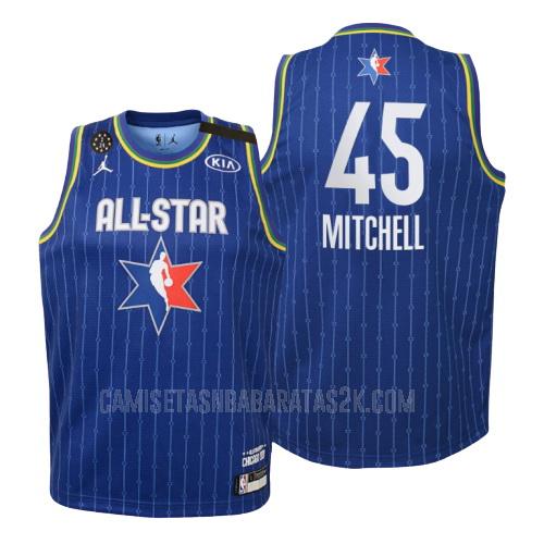 camiseta utah jazz de la donovan mitchell 45 niños azul nba all-star 2020