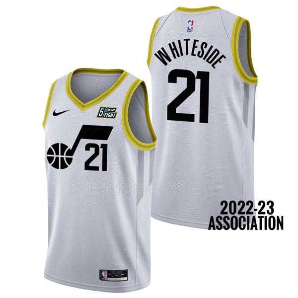 camiseta utah jazz de la hassan whiteside 21 hombres blanco association edition 2022-23