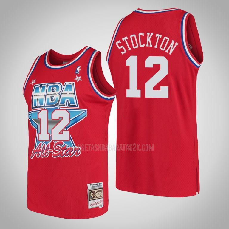 camiseta utah jazz de la john stockton 12 hombres rojo nba all-star 1991