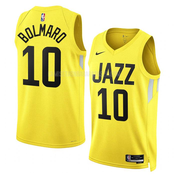camiseta utah jazz de la leandro bolmaro 10 hombres amarillo icon edition 2022-23