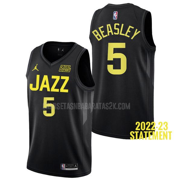 camiseta utah jazz de la malik beasley 5 hombres negro statement edition 2022-23