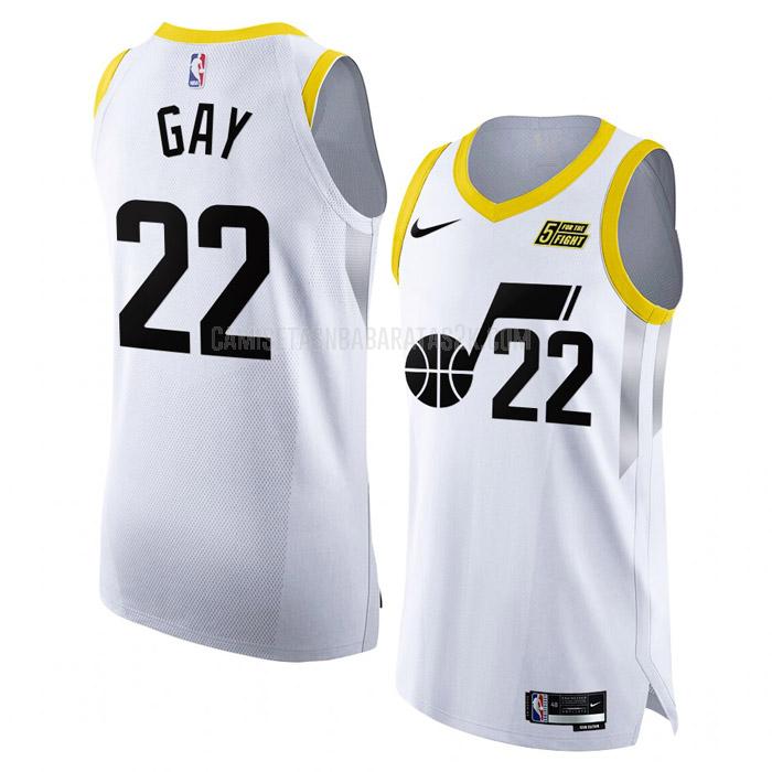 camiseta utah jazz de la rudy gay 22 hombres blanco association edition 2022-23