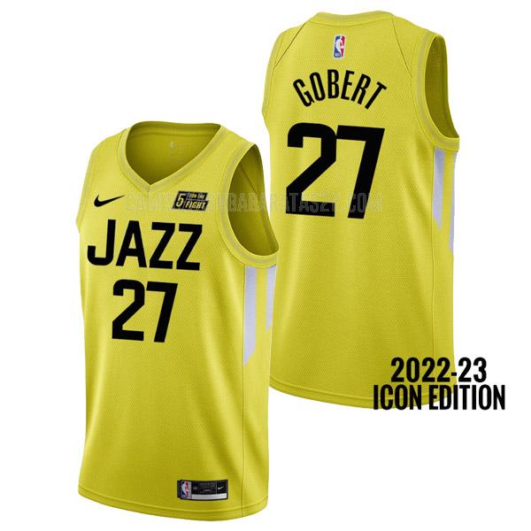 camiseta utah jazz de la rudy gobert 27 hombres amarillo icon edition 2022-23