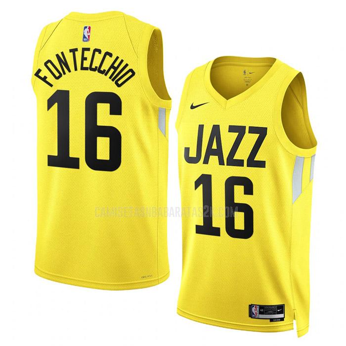 camiseta utah jazz de la simone fontecchio 16 hombres amarillo icon edition 2022-23