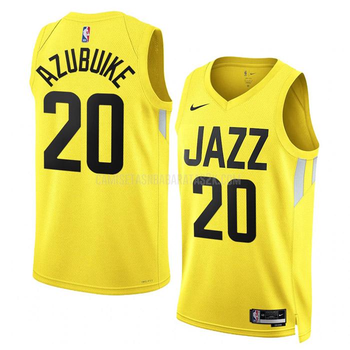 camiseta utah jazz de la udoka azubuike 20 hombres amarillo icon edition 2022-23