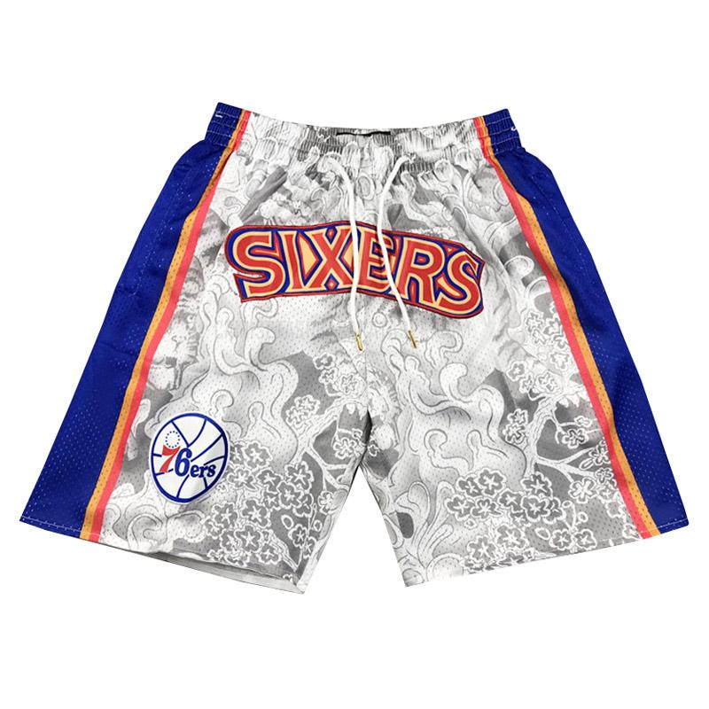 pantalones cortos de baloncesto philadelphia 76ers de la gris tiger year edition 2023