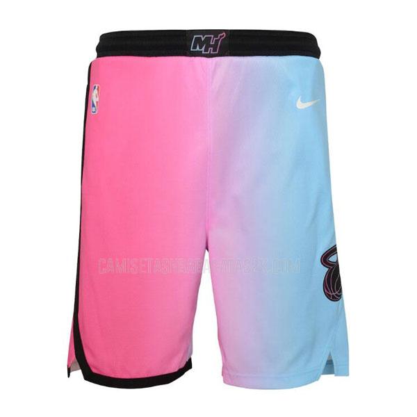 pantalones cortos miami heat de la hombres azul rosado city edition 2020-21