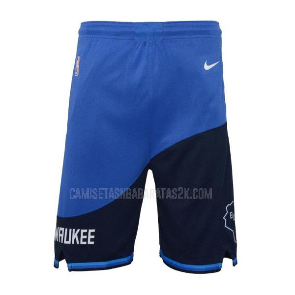 pantalones cortos milwaukee bucks de la hombres azul city edition 2020-21