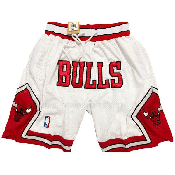 pantalones cortos nba chicago bulls de la blanco just don bolsillo-bordado